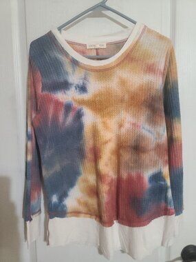 Cactus & Pearl Thermal Tunic Top, Multicolors, long sleeved, size L